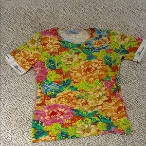 Blumarine Bright Floral Short Sleeve Tee - Multicolor